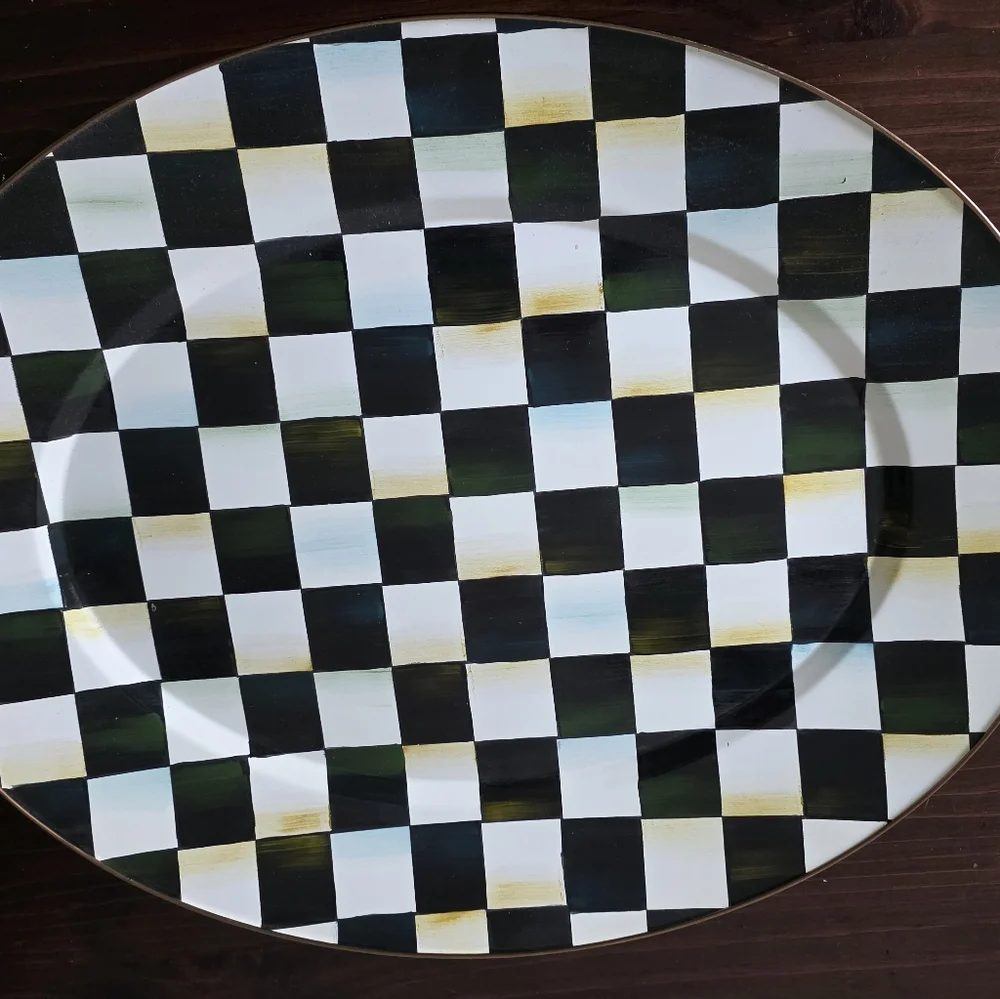 Courtly Check Enamel Oval Platter - Large - Picture 2 of 6